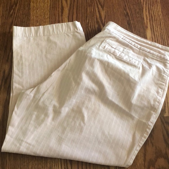 Riders pink and white railroad striped cropped dress pants with stretch size 18 - Picture 1 of 3